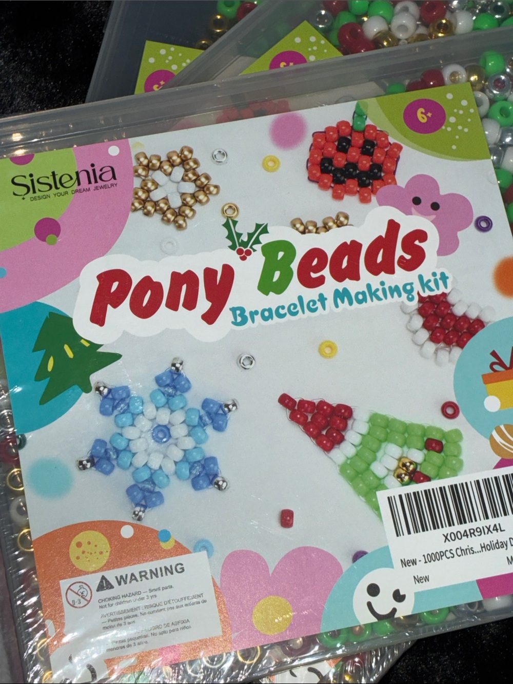 (3) sets Pony beads holiday craft & braceket making kit